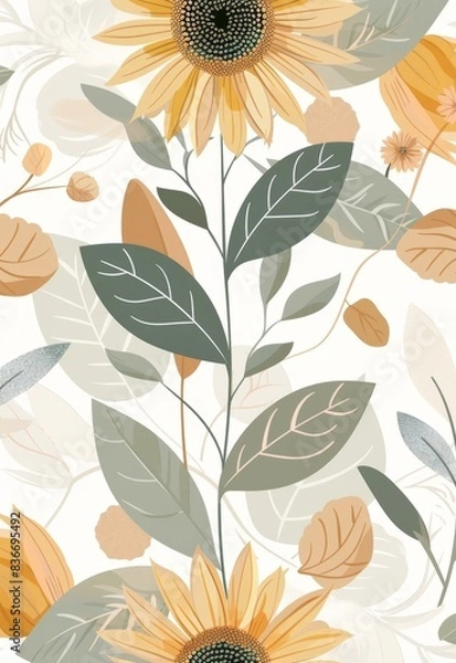 Fototapeta Summer Floral Pattern for Home Decor Generative AI