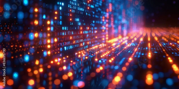 Obraz Digital background for tech, AI, neural networks, data, audio, graphics