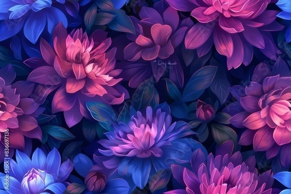 Fototapeta A captivating seamless blossom filled tapestry pattern for dynamic visual solutions