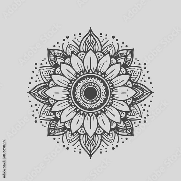 Fototapeta Sunflower minimal art illustration design, Mandala art design 