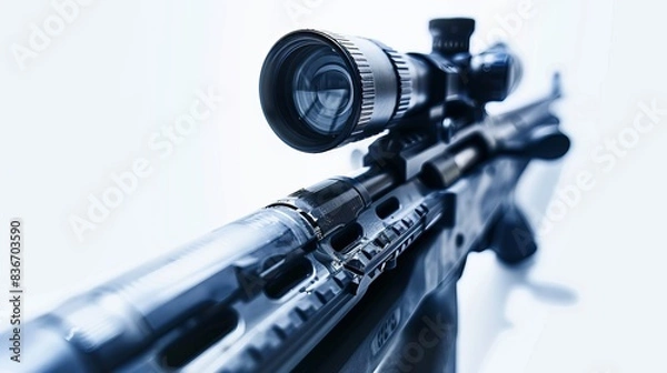 Fototapeta Sniper Rifle on White Background for Military or Tactical Use Generative AI