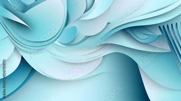 Obraz Background with light blue gradient color paper cut vector image
