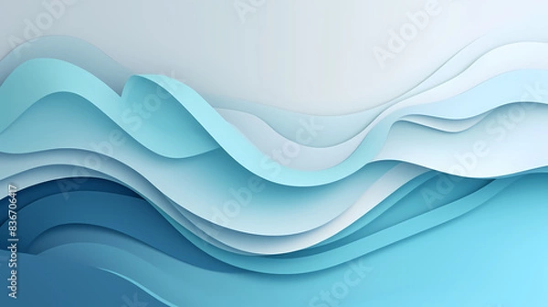 Fototapeta Background with light blue gradient color paper cut vector image