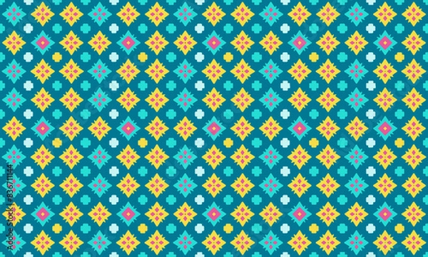 Fototapeta Paper Cutout Design Geometric Shapes Seamless Pattern for Wallpaper Background