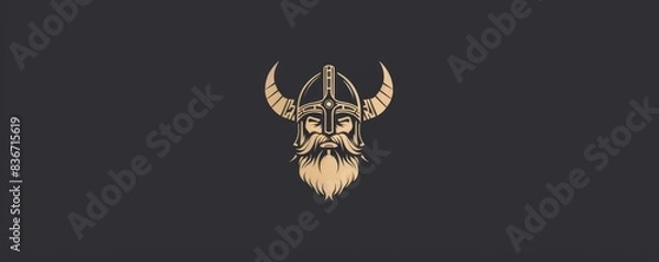 Fototapeta drawing of a Viking helmet icon on a distressed background.