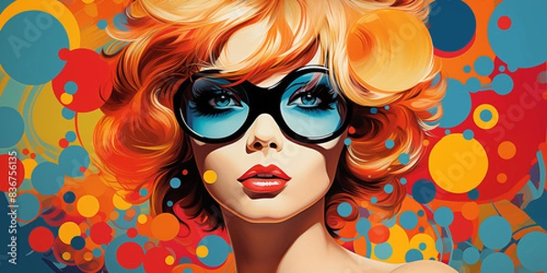 Fototapeta Modern Abstract Female with Red Sunglasses