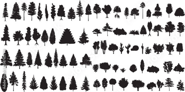 Fototapeta Nature Tree Silhouette Collection ,Tree Silhouette Set on White Background - Vector Art EPS
