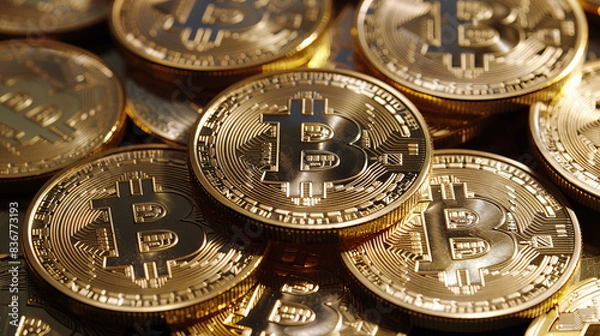 Fototapeta Enter the encrypted world of safe online Bitcoin trading