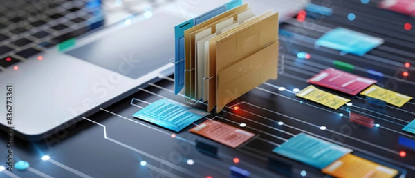 Fototapeta Cutting-edge document management for regulatory compliance and document retention policies.
