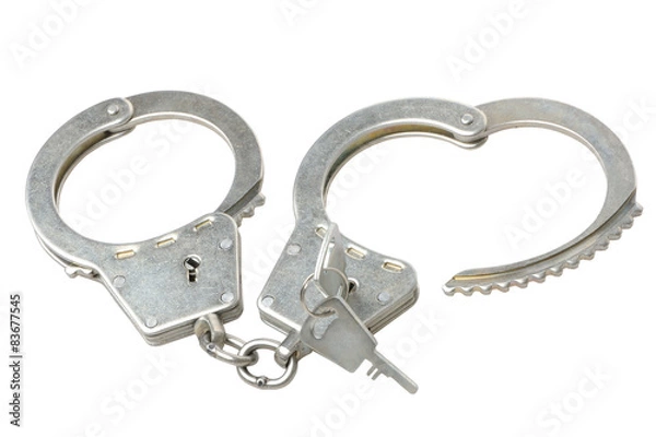 Obraz Handcuffs on a white background