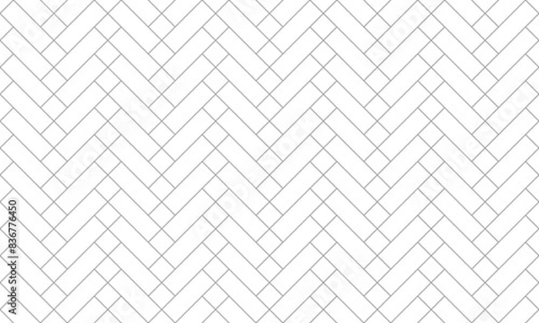 Obraz Grey outline geometric seamless pattern with oblique square and rectangle shape. Vector Repeating Texture.