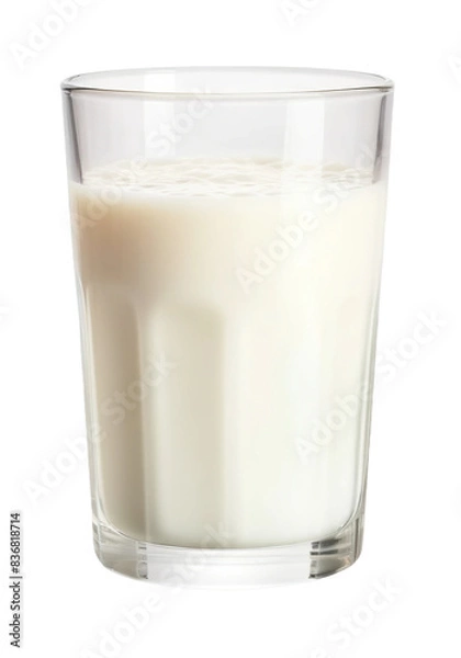 Fototapeta A glass of milk isolated on white or transparent background. AI Generated.