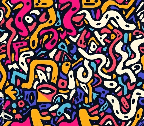 Fototapeta Vibrant and Playful Doodle Inspired Seamless Pattern Design