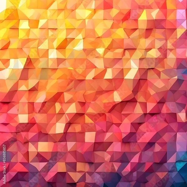 Fototapeta Gradient Geometric Pattern Contemporary and Stylish Look with Colorful Mosaic Triangles. Generative AI Design in Pink and Orange for Fashion or Design Presentations