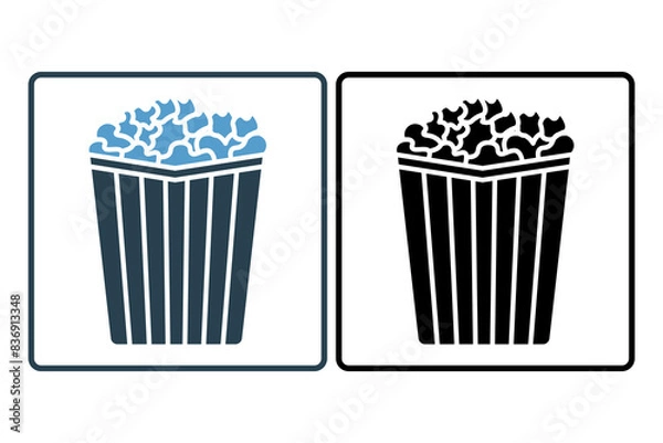 Fototapeta Popcorn icon. icon related to fast food. suitable for web site, app, user interfaces, printable etc. solid icon style. simple vector design editable