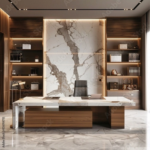 Fototapeta Modern brown office interior.