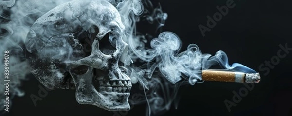 Fototapeta Skull Smoking Cigarette With Smoke