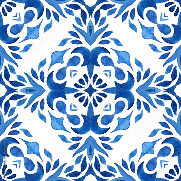 Obraz Abstract seamless ornamental watercolor paint  pattern for fabric