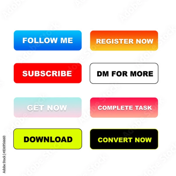 Fototapeta subscribe & follow buttons set 