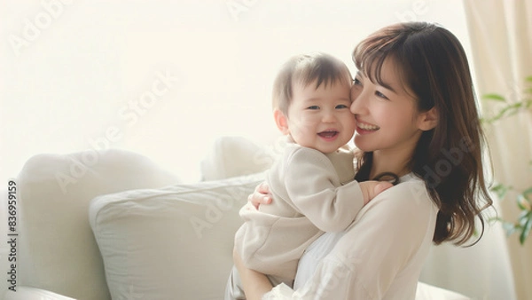 Obraz 赤ちゃんを抱っこするママ