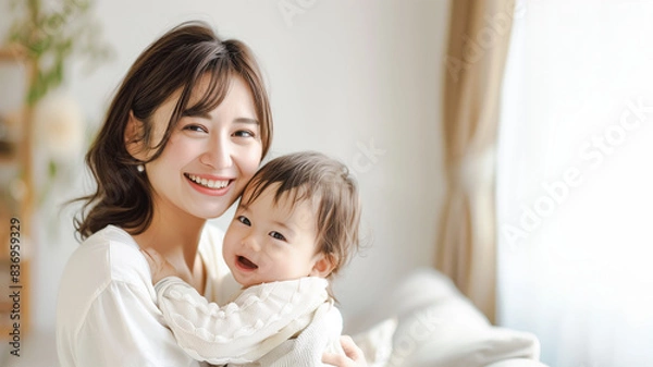 Obraz 赤ちゃんを抱っこするママ