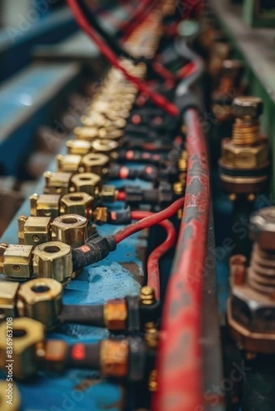 Fototapeta A collection of various electronic equipment arranged in a row