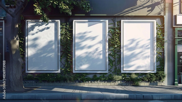 Fototapeta Street outdoor mockup with a posters for mock up, Generative AI illustrations. 