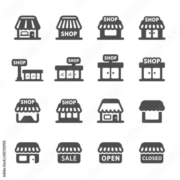 Fototapeta shop building icon set, vector eps10