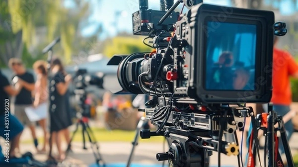 Fototapeta High resolution video camera setup on location for a commercial production