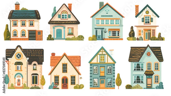 Obraz A set of vintage house graphics for web & design.