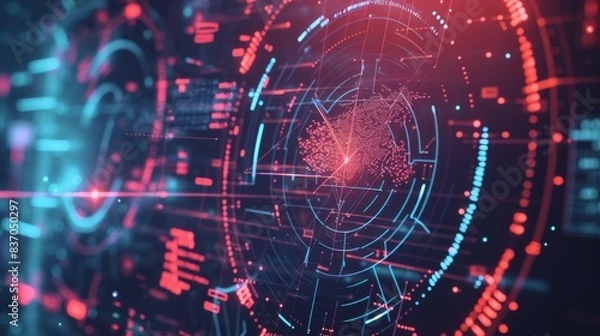 Fototapeta Fraud detection: An image of a system that analyzes financial transactions to identify anomalies and suspicious transactions. --no text --ar 16:9 --quality 0.5 Job ID: f38fecec-7cfb-492b-bad7