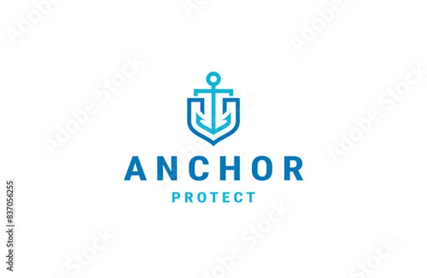 Obraz Anchor with shield logo icon design template flat vector