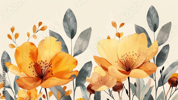 Obraz Warm-toned nursery poster with sweet letterings and stylish botanical elements