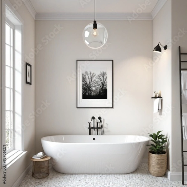 Obraz white cozy bathroom interior