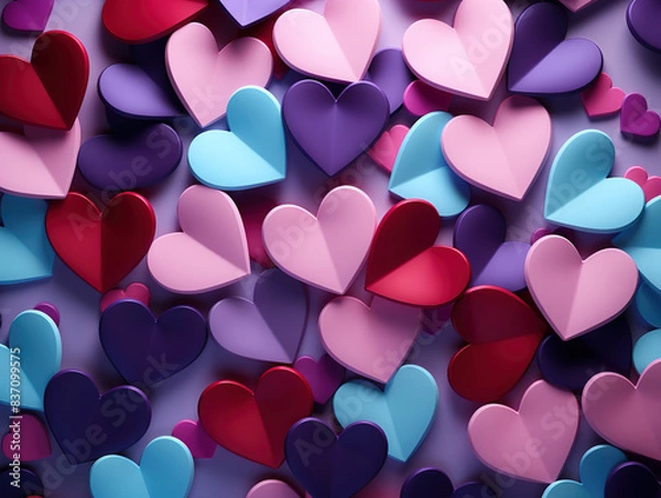 Fototapeta Beautiful happy valentines day red hearts banner design
