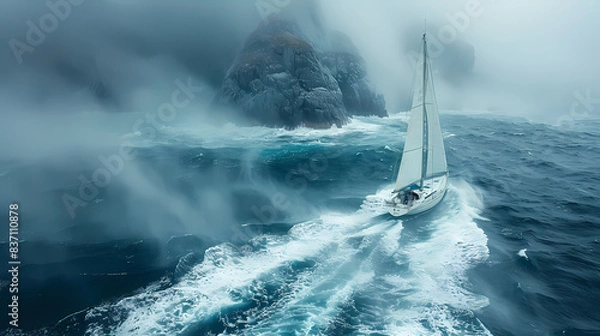 Fototapeta Superbe photo de voilier navigant sur l'océan