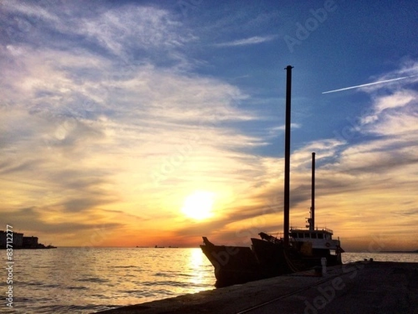 Obraz sunset in the harbor