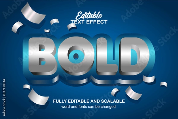 Fototapeta bold 3d editable text effect vector file