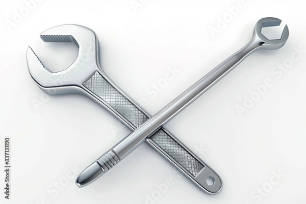Obraz Realistic illustration of a wrench and screwdriver crossed on a clean white background. Tools and repair concept
