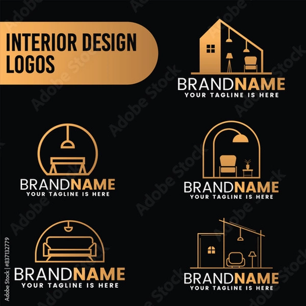 Obraz Interior design logo set