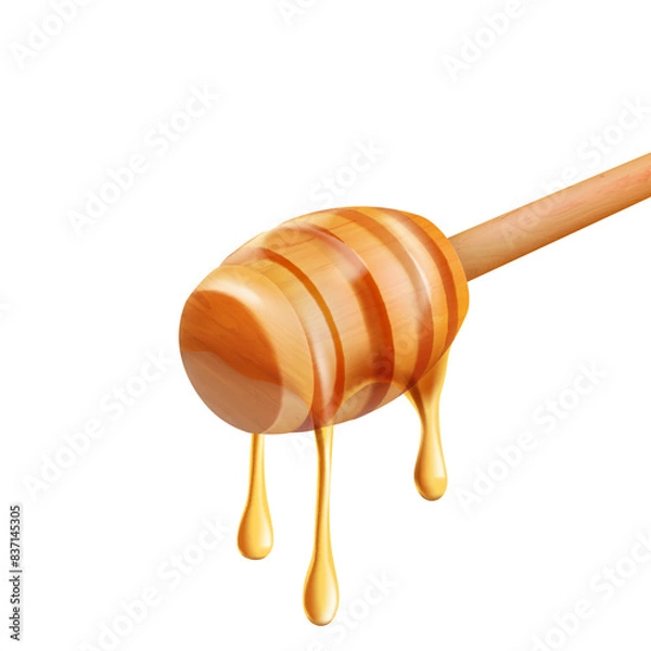 Fototapeta honey dripping isolated on white background