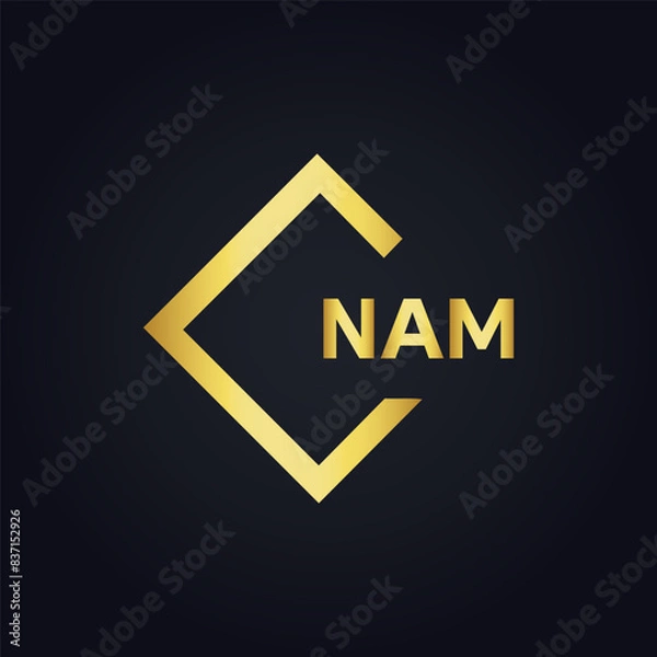 Fototapeta NAM logo. N A M design. White NAM letter. NAM, N A M letter logo design. N A M letter logo design in FIVE, FOUR, THREE, style. letter logo set in one artboard. N A M letter logo vector design.	
