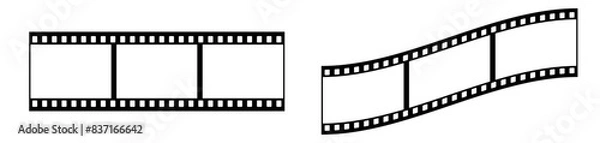 Obraz 35mm blank filmstrip vector design with 3 frames on white background. Black film reel symbol illustration to use for photography, television, cinema, photo frame.