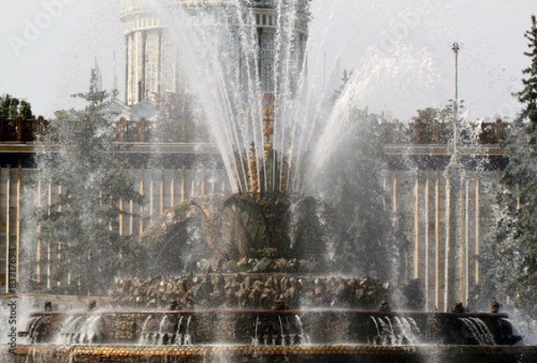 Fototapeta Beautiful fountain in Moscow at the exhibition