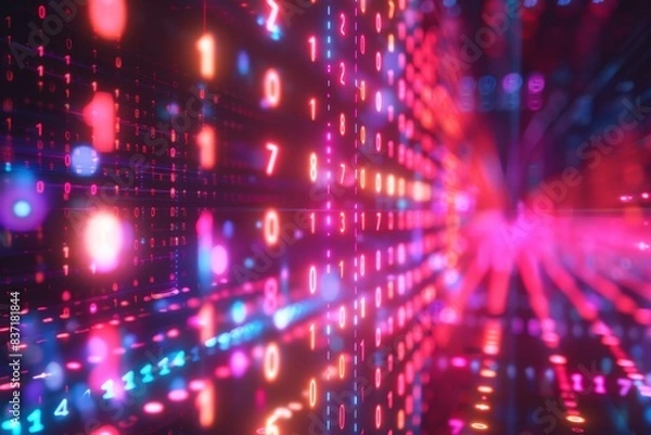 Fototapeta Digital Binary Technology Background created with Generative AI