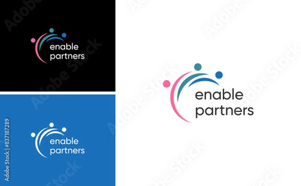 Fototapeta enable human partner logo. team leader collaboration vector idea. human teamwork template