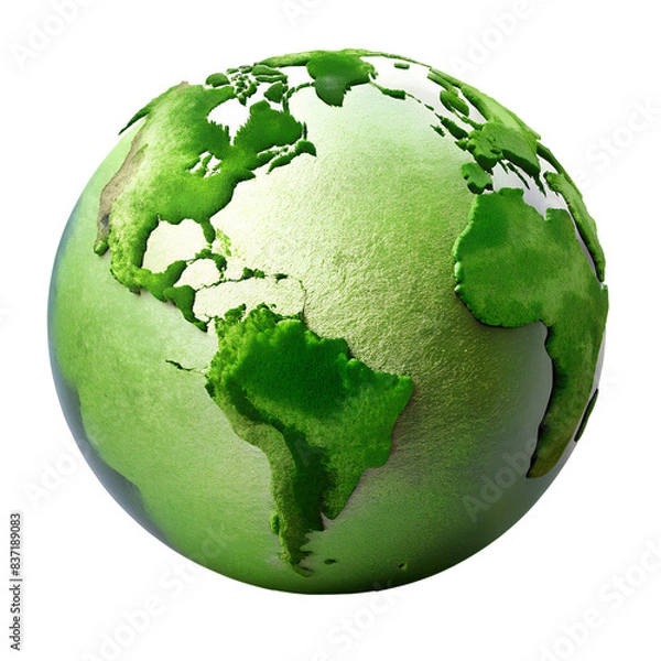 Obraz green earth isolated on white Generate AI