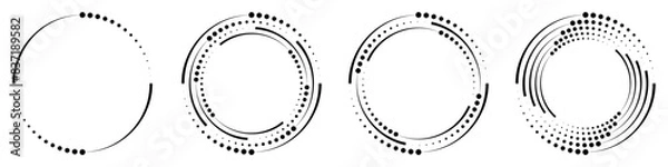 Fototapeta Abstract geometric design featuring a circle swirl shape with spiral lines. Radial spinning halftone form. For posters, banners, logos, icons, presentations, and booklets. Vector illustration.
