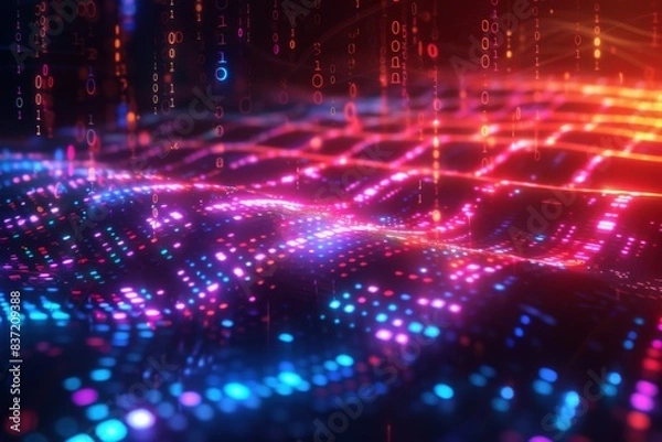 Obraz Digital Binary Technology Background created with Generative AI