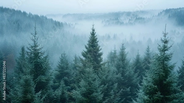 Fototapeta Serene Moment Captured in Dense Coniferous Forest